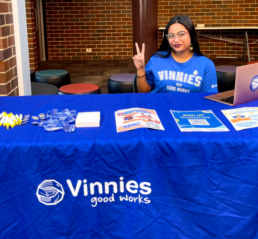 Vinnies Youth Member, Tasfia at a Vinnies Youth Stall