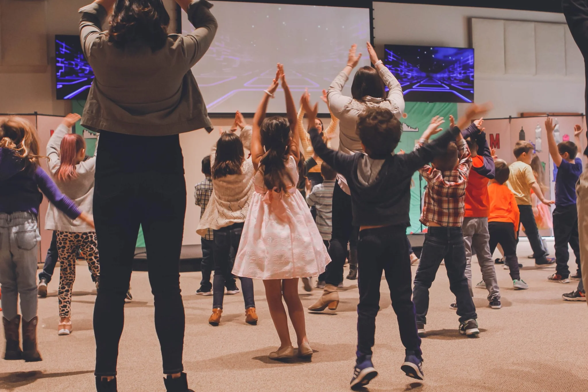 Schools students participating in a dance class